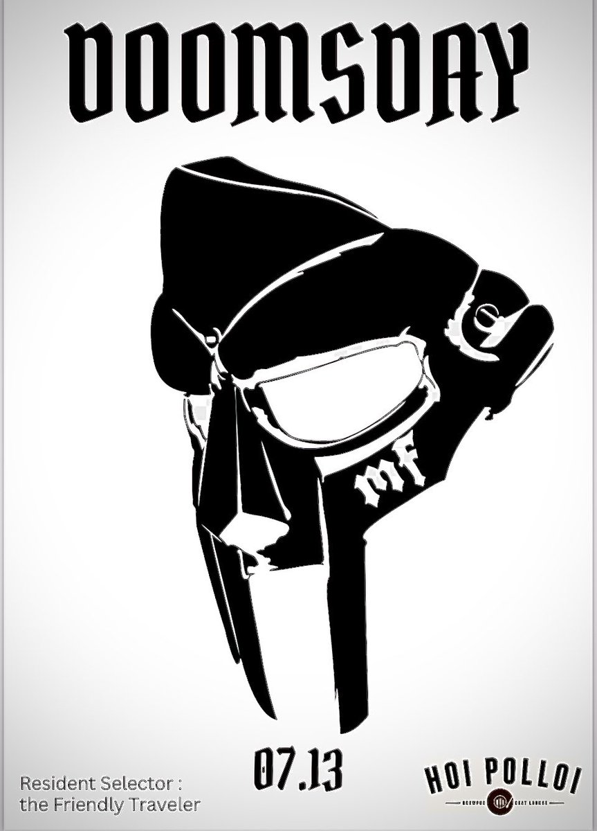 hoipolloibrew's tweet photo. On this Thursday, 07/13/23, please come out in remembrance of the Great, one and only, MF Doom (may he rest in power); as DJ Friendly Traveler (Felix) shreds it up on the 1s-and-2s… https://t.co/qIqVIRDovR