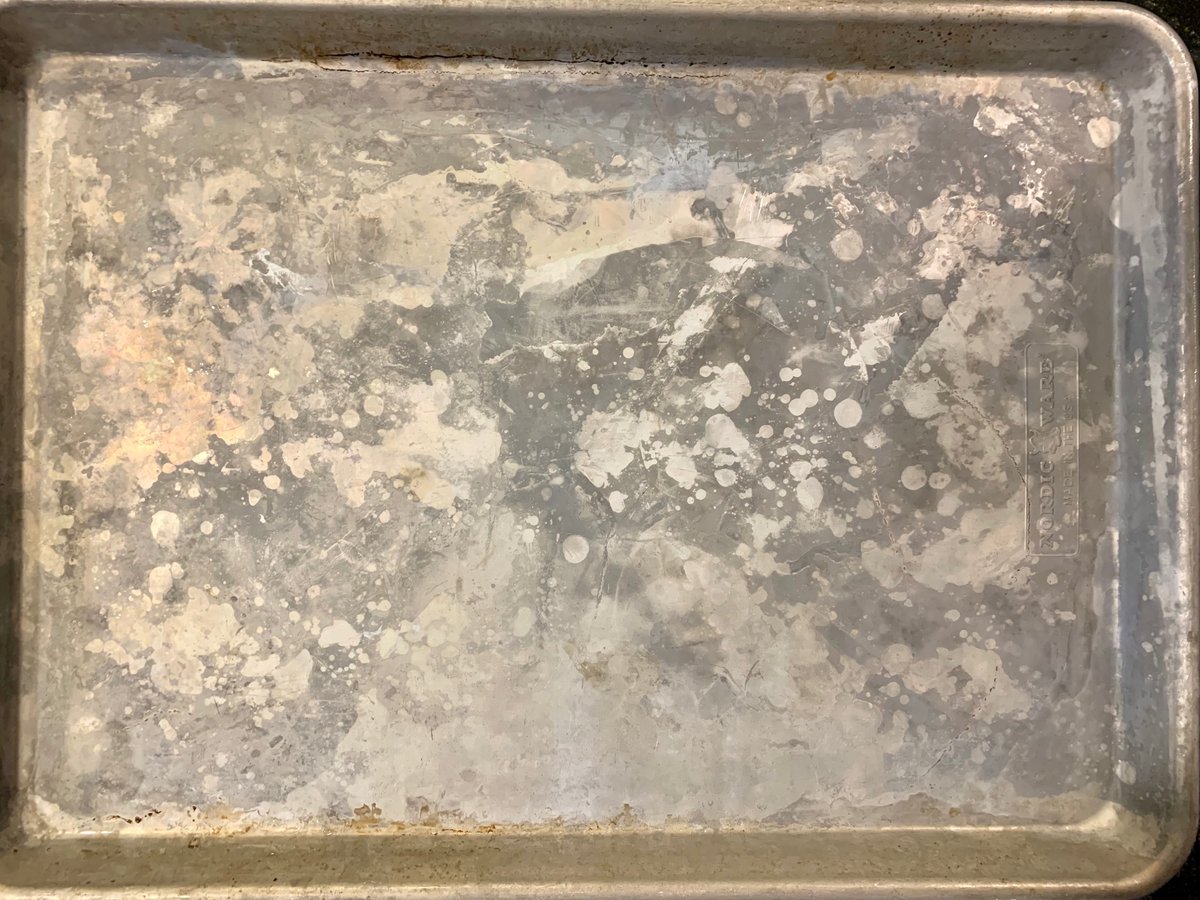 Sometimes I find potential photoshop textures in odd places…here’s an old cookie sheet pan. This will make an awesome texture in some future project!