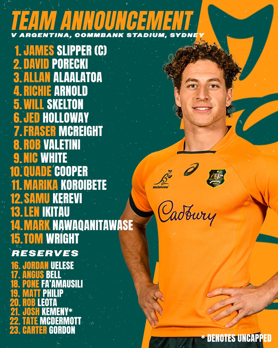 wallabies's tweet photo. Your side to take on @lospumas in Sydney 🦘

Get your tickets to come support us in our first Test on home soil 👉  https://t.co/IUVJatOPH7

🏟 @commbankstadium, Sydney
🗓 Sat 15 July 7:45pm AEST
📺 @StanSportAU @Channel9 @9Gem  

#AUSvARG #Wallabies @eToroAU https://t.co/5Gyz62C9Pf