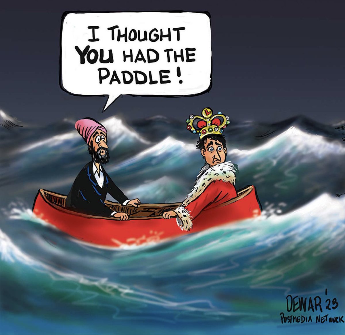 That’s where Canada is headed, up shite creek with no paddle ! This liberal / ndp coalition are taking us there faster and faster !