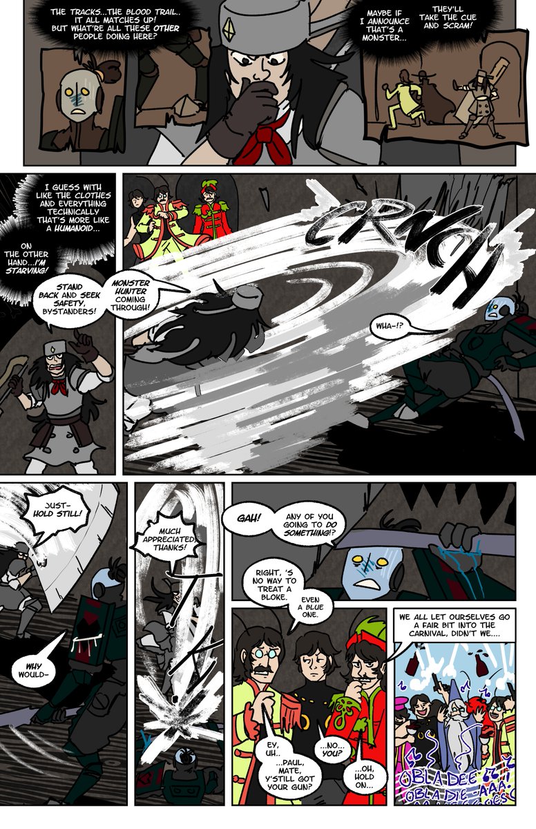 p...portfolio day?!?!?!?!
Uh, well. I made some comics this year for an OCT (some of which are here) so I hope that counts. 😅
#PortfolioDay 
(ft. characters created by @ tytywithasword, <a href="/Kazar_catblush/">Kazar</a>, <a href="/CapsuleComics/">capsule ◒</a> , and <a href="/Zethyre/">R. B. Curtis</a> )