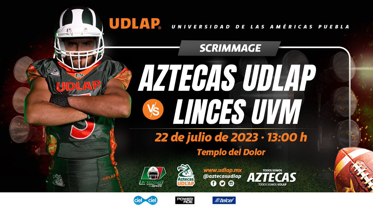 ¡Nos probaremos el 22 de julio con Linces UVM!

Te esperamos en este Scrimmage en nuestro Campus UDLAP 🏈: