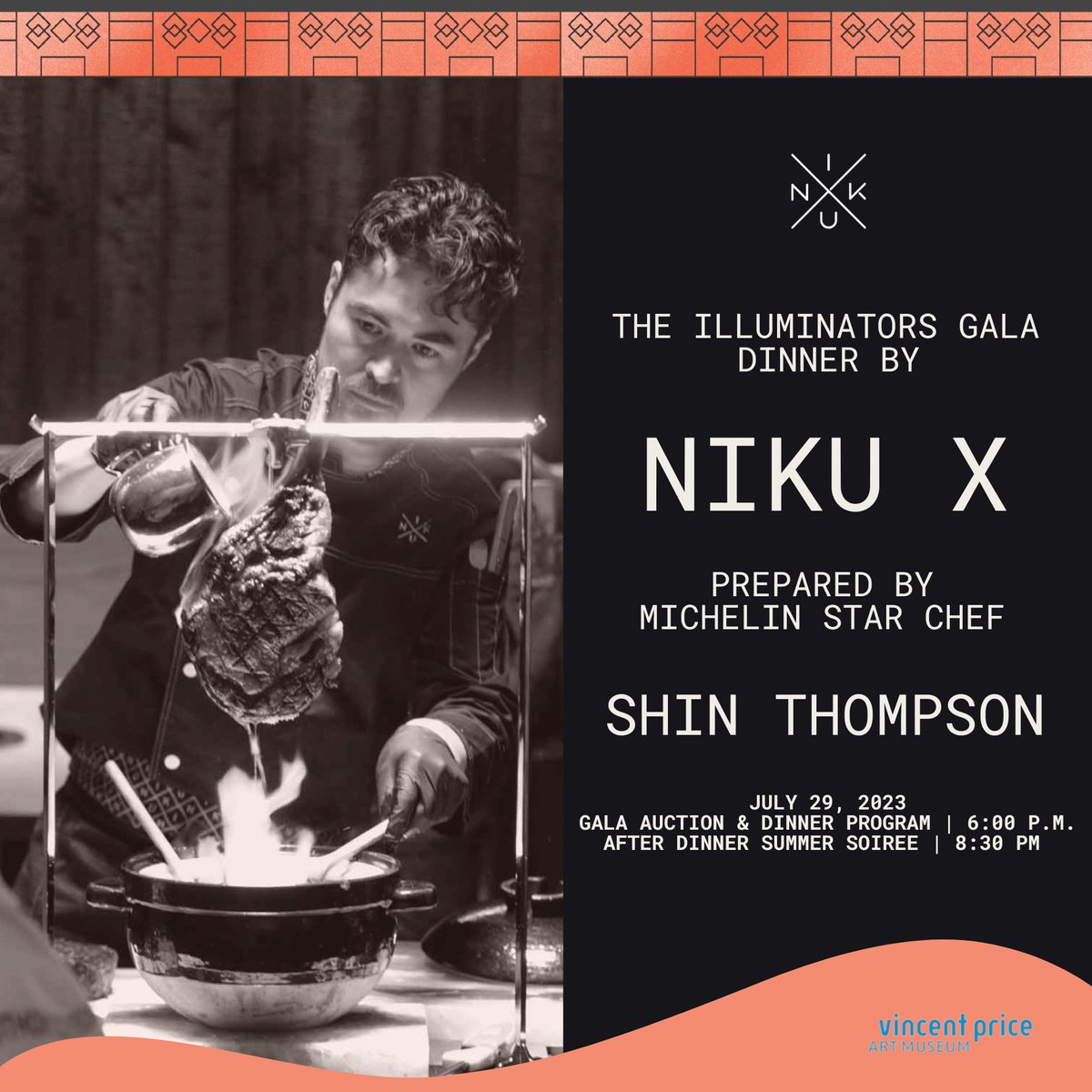vpam_arts's tweet photo. In addition to our exciting art auction, program, speakers &amp; performances, the ✨Illuminators Gala at VPAM on Sat, 7/29 will include a tantalizing buffet dinner prepared by the culinary team of #NIKUX, led by Michelin Star Chef, Shin Thompson! Get tix at https://t.co/TgggUubFCD! https://t.co/0NJnkALTjm