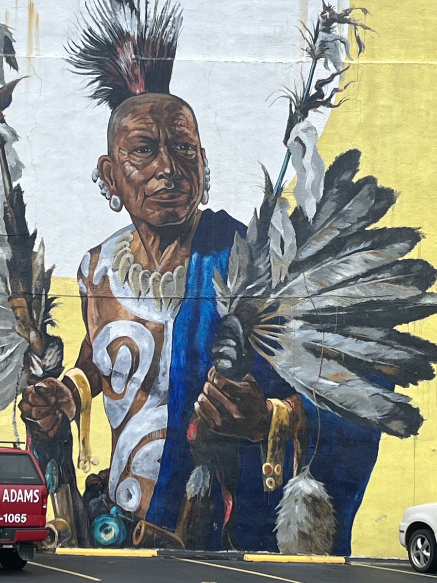 Purpdoll's tweet photo. Saw this #mural today-downtown HotSprings,AR… they’ll hide the thruth in plain sight #coppercolored #indigeniuos #nondeportable https://t.co/EJ6InMYlsk