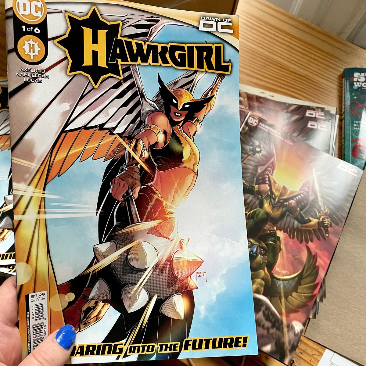 HAWKGIRL #1 hits stores next week, but I got my copies early. 'Cause I wrote it. #Hawkgirl #DawnOfDC
