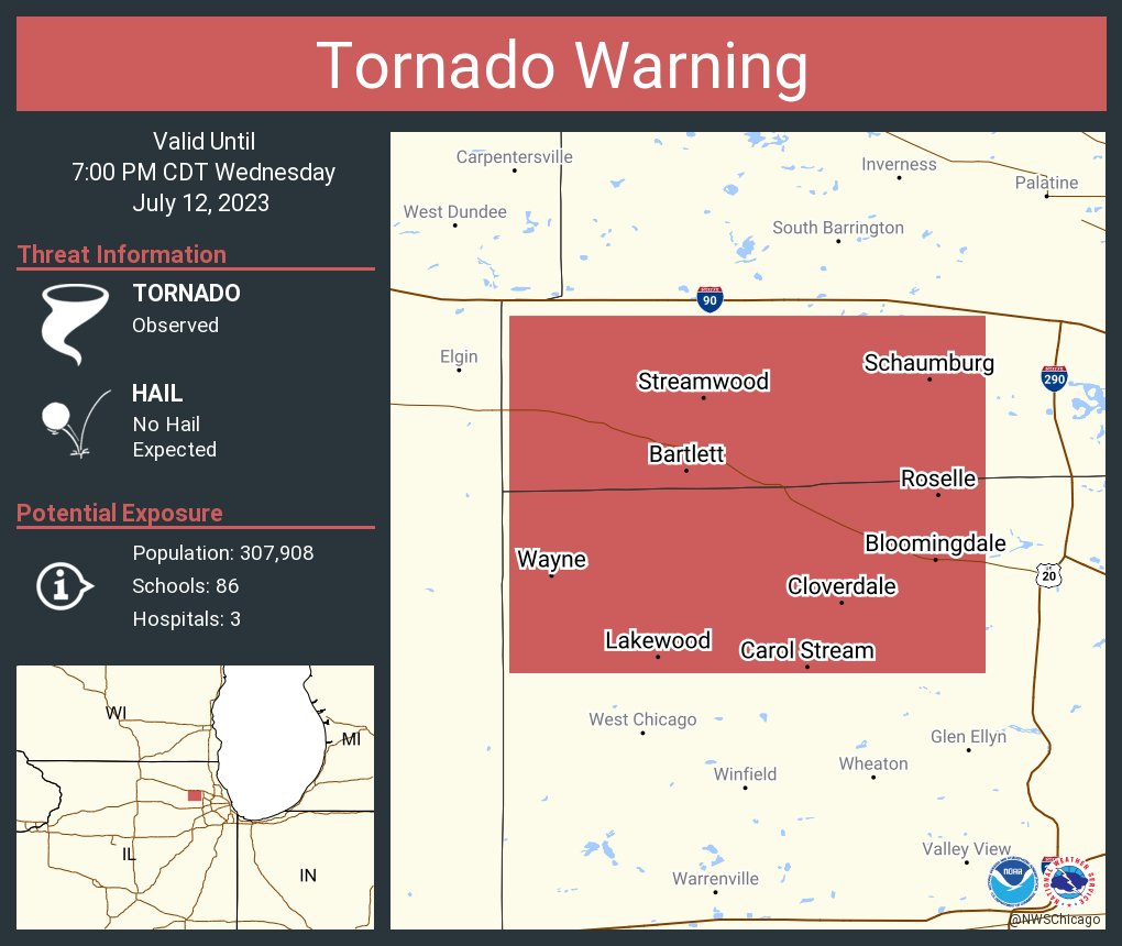 NWS Tornado on Twitter "Tornado Warning continues for Schaumburg IL