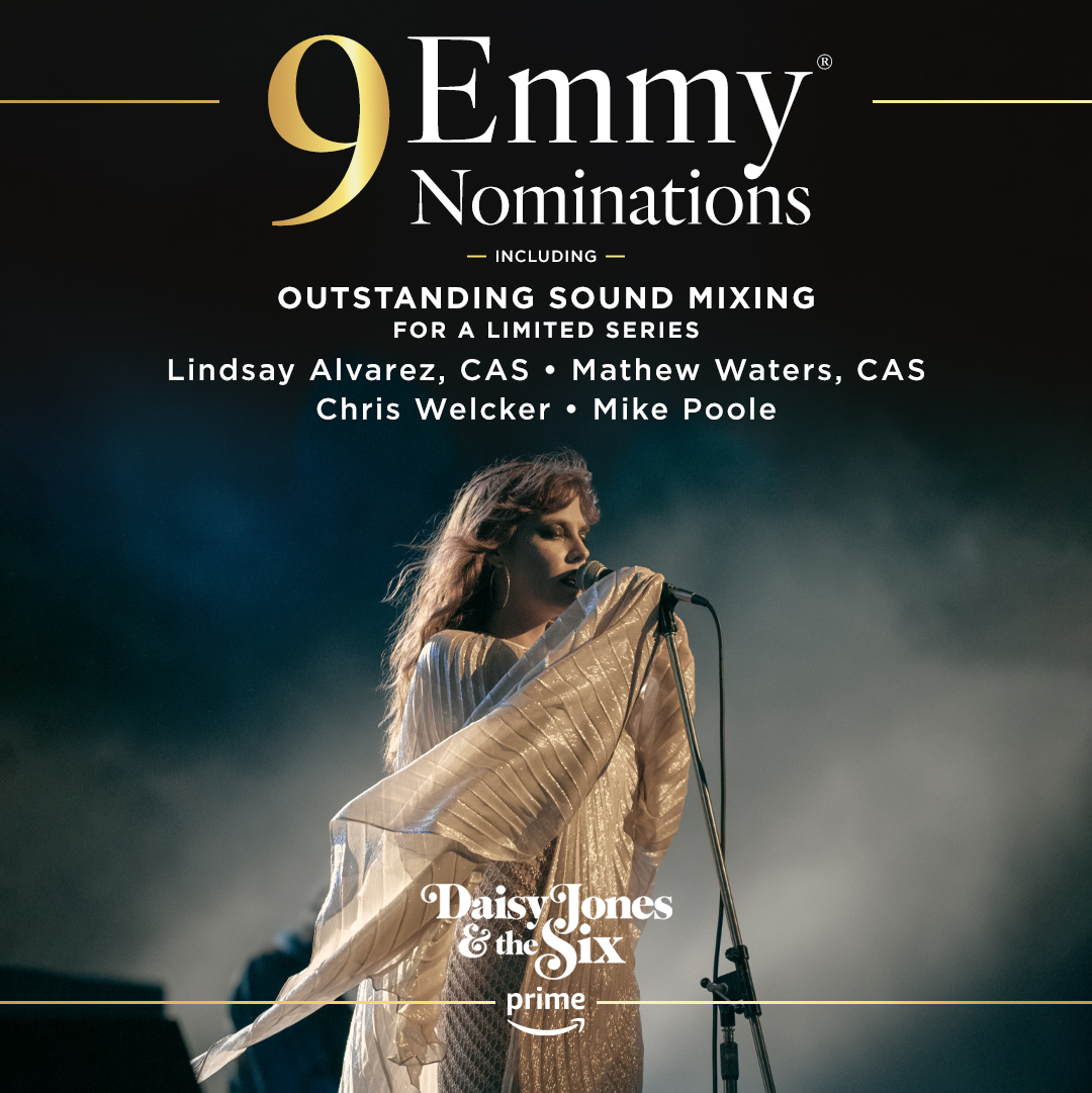 Every song has led to this. Congratulations to Lindsay Alvarez, CAS, Mathew Waters, CAS, Chris Welcker and Mike Poole for their #Emmy nominations for Outstanding Sound Mixing.