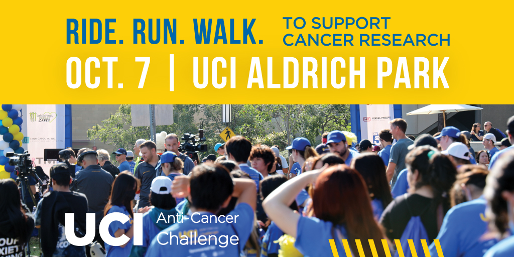 UCIrvineHealth's tweet photo. Ride, run or walk to defeat #cancer on Saturday, Oct. 7! Every dollar raised will fund cancer-related pilot projects and early phase #clinicaltrials at the #UCIHealth Chao Family Comprehensive Cancer Center. https://t.co/Xyr9ppzycw. #anticancerchallenge https://t.co/i2RmuMH2Wh