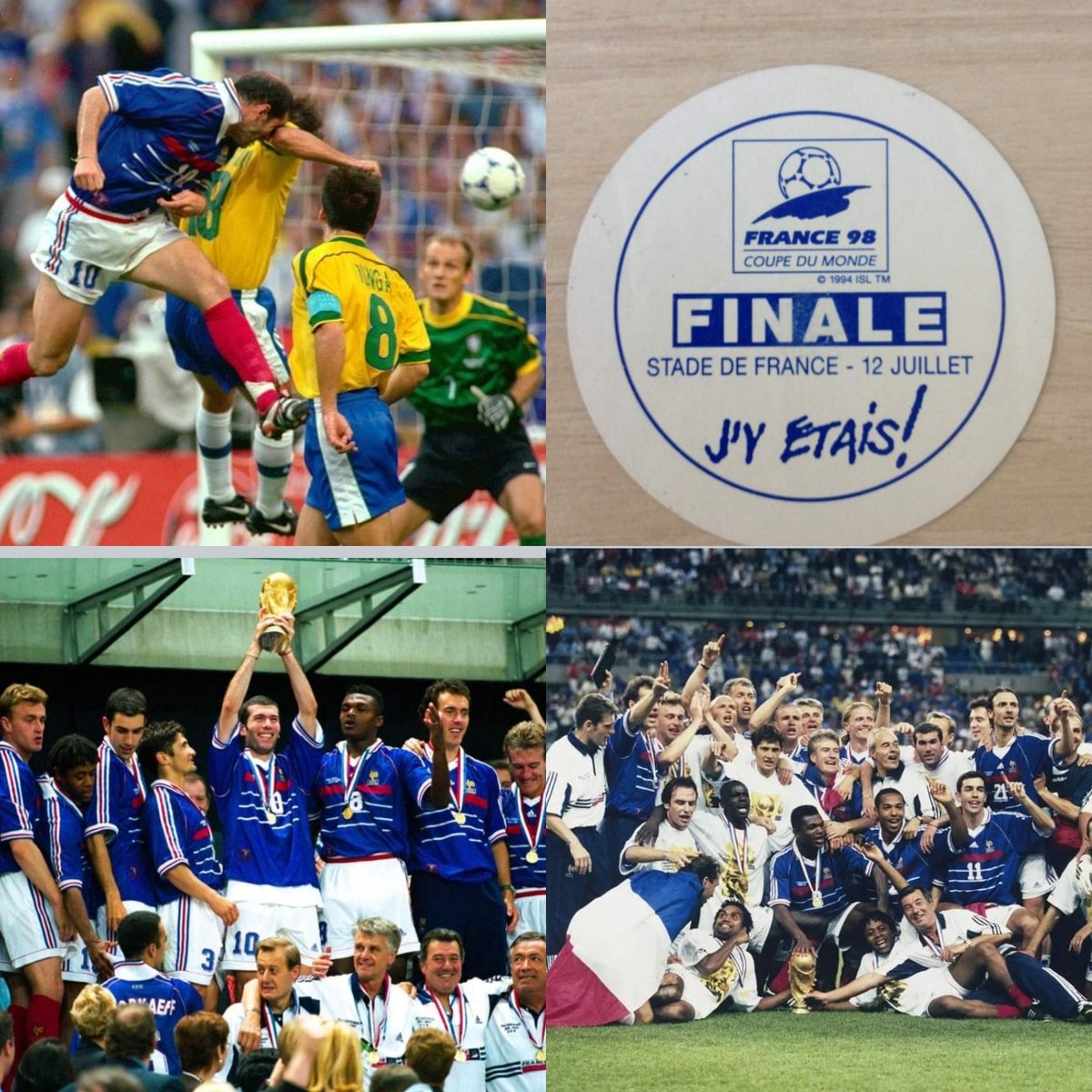XavBarretFoot's tweet photo. Il y a 25ans, #jyetais au @StadeFrance pour la 1e étoile des Bleus ⭐️ #Coupedumonde ⚽️ #CM1998 #CDM1998 #Mondial98 #France98 #FRABRE #Zidane #Deschamps #Petit #Karembeu #Desailly #Blanc #Leboeuf #Lizarazu #Guivarch #FiersdetreBleus 🇨🇵 https://t.co/EQiJNLTbuJ