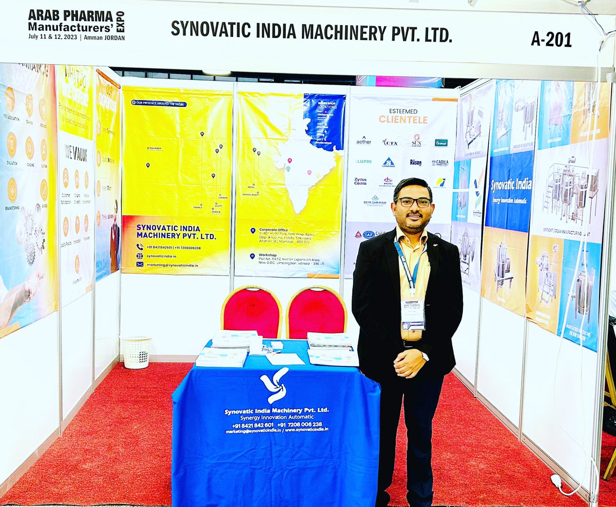 Arab Pharma Manufacturers Expo
Day 2
#synovaticindia #jiec #meccamall #exhibition2023 #exhibition #jordan #amman #Arabpharma #arabpharmaexpo #overseasexpo #export #exportbusiness #processmachinery 

Synovatic India Machinery Pvt. Ltd.। Synovatic India- Team