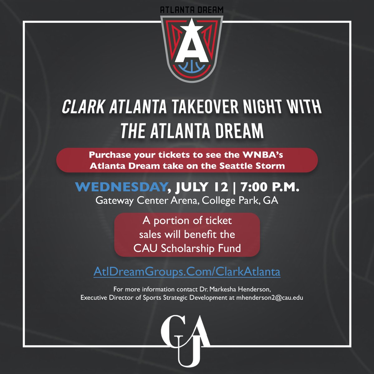 #Panthers! Tonight is #CAU Takeover night with The Atlanta Dream! Join us at 7:00 p.m. at the Gateway Center Arena in College Park, GA.

Tickets can be purchased online here: ow.ly/TpKJ50P9WmE

#CAU #WNBA #AtlantaDream #PantherNation