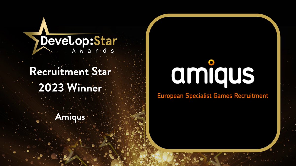 Develop:Brighton 2025 (@developconf) on Twitter photo The Develop:Star Awards 2023 Recruitment Star winner is <a href="/WeAreAmiqus/">Amiqus Recruitment</a>! Congratulations! ⭐️ #DevelopStars The Develop:Star Awards 2023 Recruitment Star winner is <a href="/WeAreAmiqus/">Amiqus Recruitment</a>! Congratulations! ⭐️ #DevelopStars