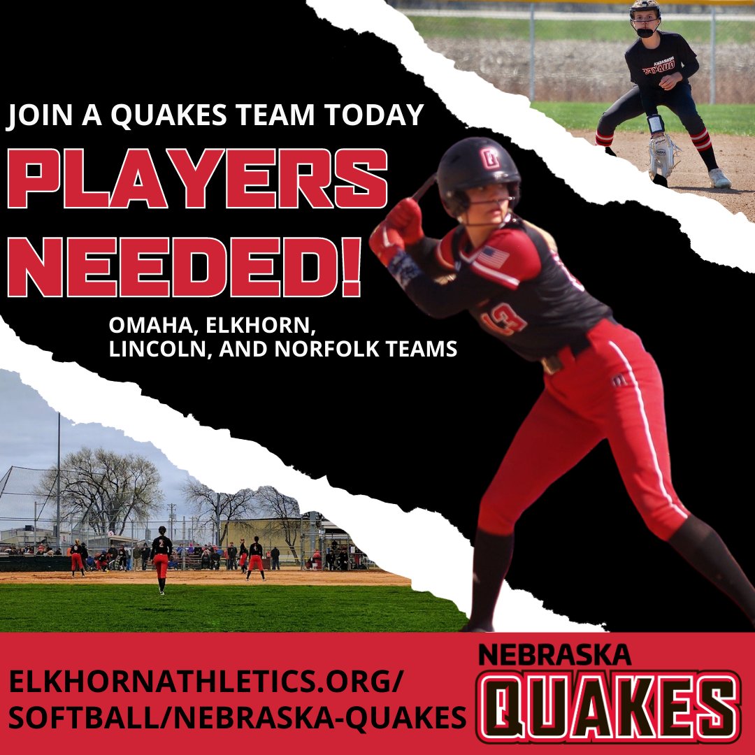 NEQuakesSB's tweet photo. Several Nebraska Quakes teams are looking for players for the upcoming season! To see a list of teams and what they are looking for, visit: https://t.co/xPWDCmLCk9. https://t.co/Niex85wgjf