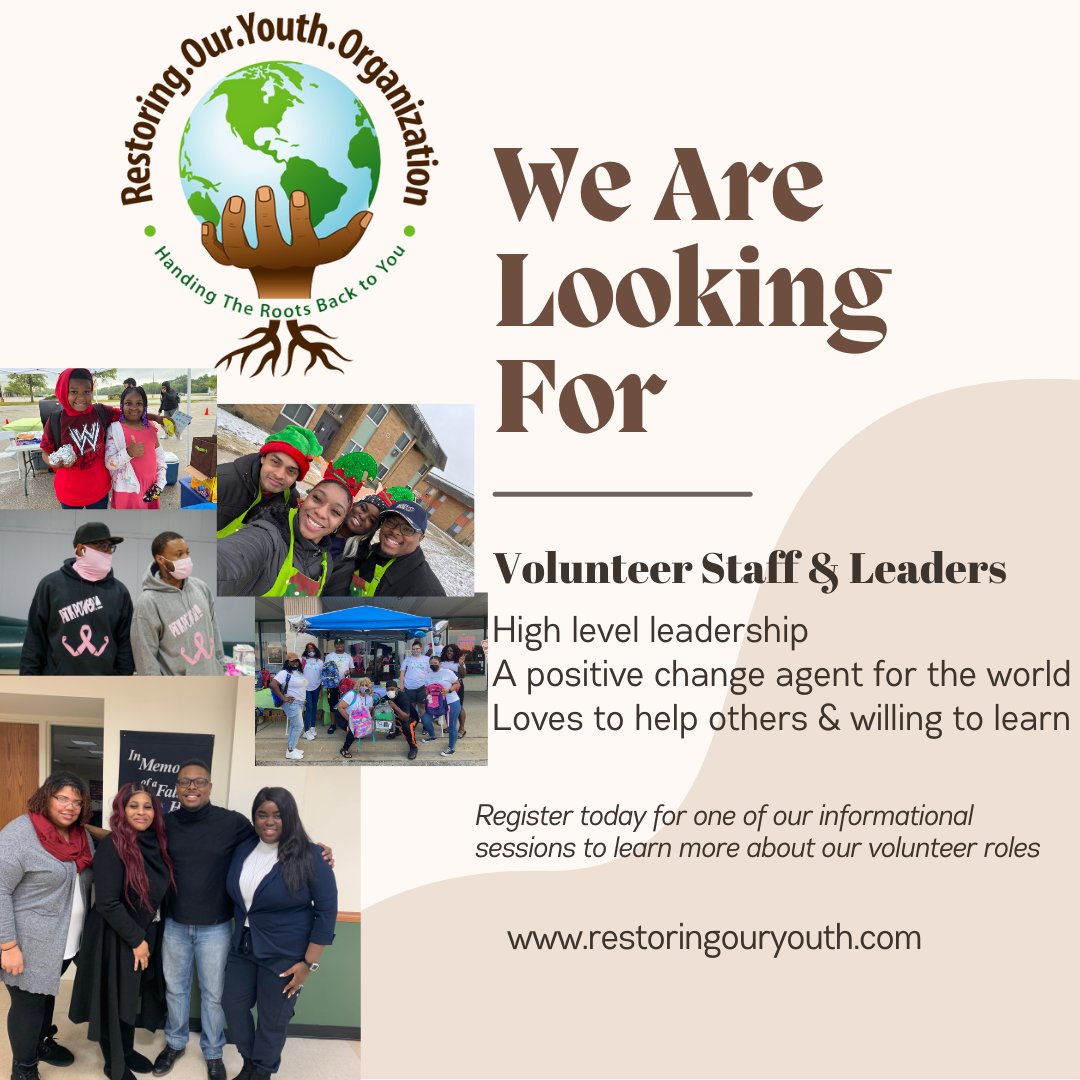 RestoringInc's tweet photo. Do you have a passion for helping others? Are you looking to give back some of your spare time to help our youth, teens, young adults, and communities?
We would love to hear from you!

Click here to register for one of our 15min informational meetings: https://t.co/P5nuNgVbWg https://t.co/nRGmogtDCS