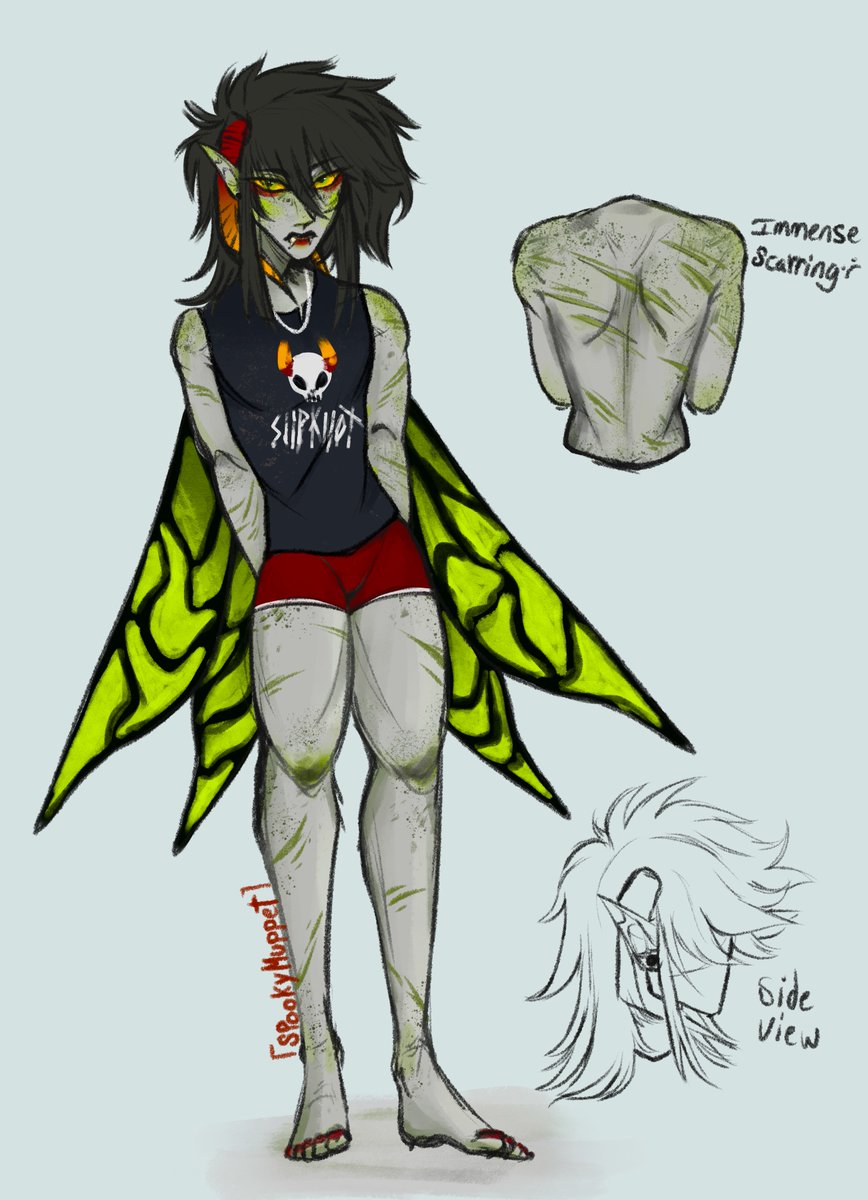 Spooky_Muppet_'s tweet photo. Another reference but this time of my lime! With a fun lingerie bit per request of my homie 

|| tags ||
#homestuck #fantroll #commsopen #referencesheet #oc #lingerie https://t.co/BlOhirOzDW