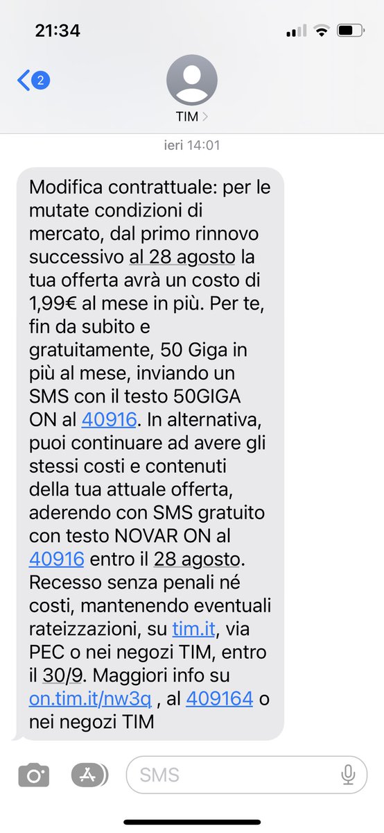 ⁦<a href="/PietroLabriola/">Pietro Labriola</a>⁩  ricevo questo messaggio da Tim, francamente comprendo poco le alternative che mi vengono offerte. Per lei è chiaro??
