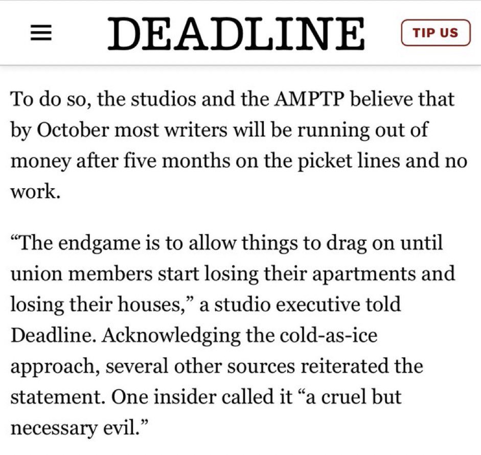 You can’t call it a “necessary evil” if you’re among those creating said evil and solely reaping the benefits of it.
#wgastrike #amptp
