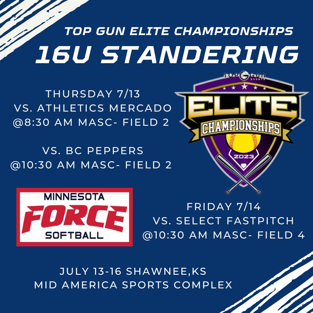MNForceImpact's tweet image. 16U Standering heading to KS @TopGunEvents Elite Championships! #championsforlife