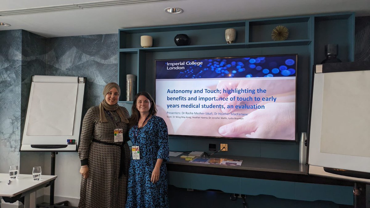 DrRasha_MS's tweet photo. Great opportunity @asmeofficial #ASME2023 to share our novel teaching design exploring ‘Therapeutic Touch’ in Year 1 medical students @Imperial_PCPH @ImperialMed with the fabulous @Heather_macf #MedEd https://t.co/j2H4irH3Lh
