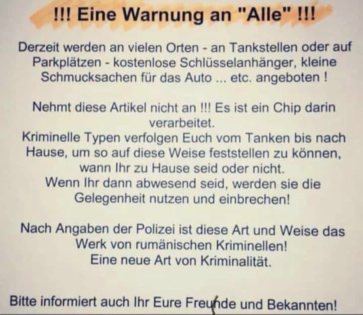 Sagt jedem Bescheid!