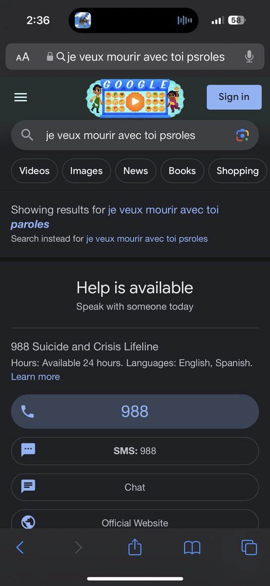 Winosexual's tweet photo. Wanted to know the lyrics to this french song “I want to die with you” and now the algorithm thinks i’m going to unalive myself https://t.co/klFS7Tr9O7