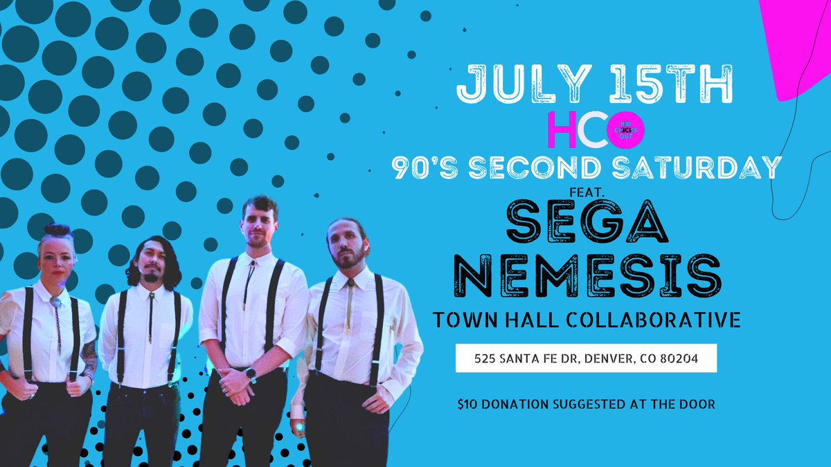 hipchicksout's tweet photo. We are throwing SECOND SATURDAY th is month w/ a 90s theme and live cover music from Sega Nemesis. 8pm at Town Hall Collaborative ❤️ https://t.co/PpxnBMgVG8