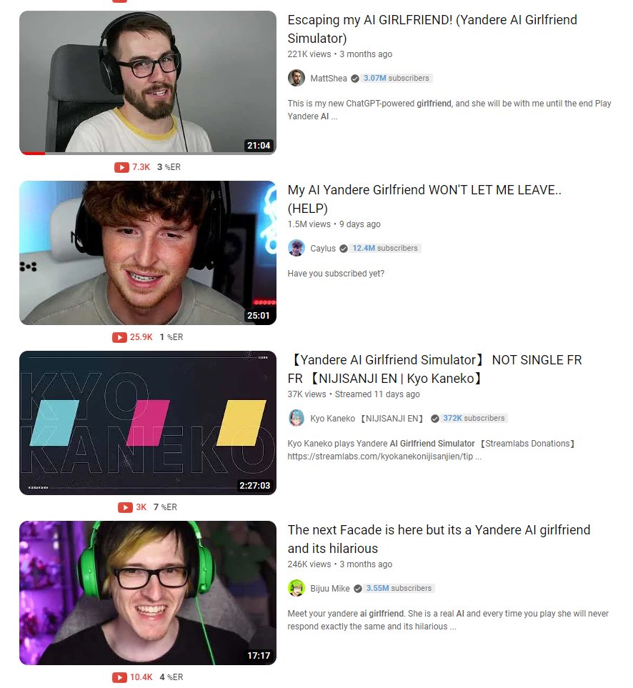 FUN FACT: Youtube removed all our thumbnails for the AI Girlfriend game because she was holding a bloody knife. 🥴