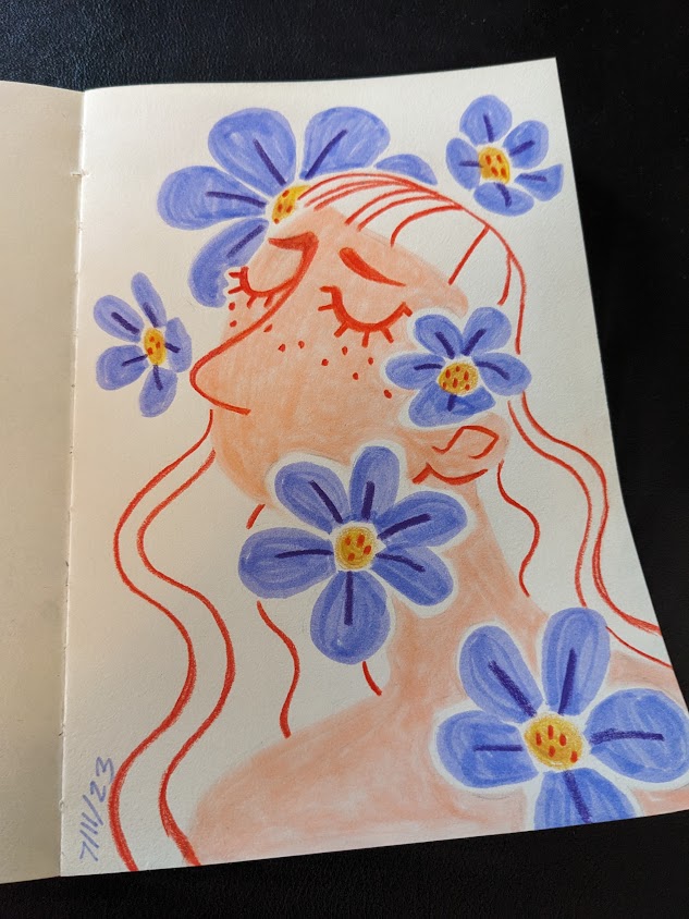 I've been vibin' in sketchbook land since returning from Alaska. Tombow markers in particular have just felt very good? Embracing texture is the theme of July.

#sketchbook #flowers #illustrator #artist #traditionalart #markes #coloredpencil