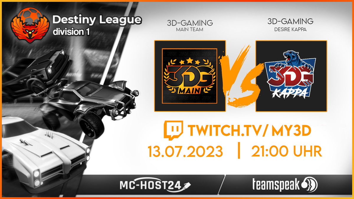 Donnerstag spielt das Main Team gegen <a href="/DesireFranchise/">3DGDesire</a> Kappa in der Destiny League.

⚔️ 3DG Main vs 3DG Desire Kappa
⏱️ Donnerstag - 21:00 Uhr
🎙️ <a href="/Rvbymoon_/">Rvby</a> 
➡️ twitch.tv/my3d

#RocketLeague #esport #twitch #live #stream 
<a href="/3dGaming_org/">3D-Gaming</a> <a href="/eSportsNDe/">Next Destiny eSports 🇩🇪</a>