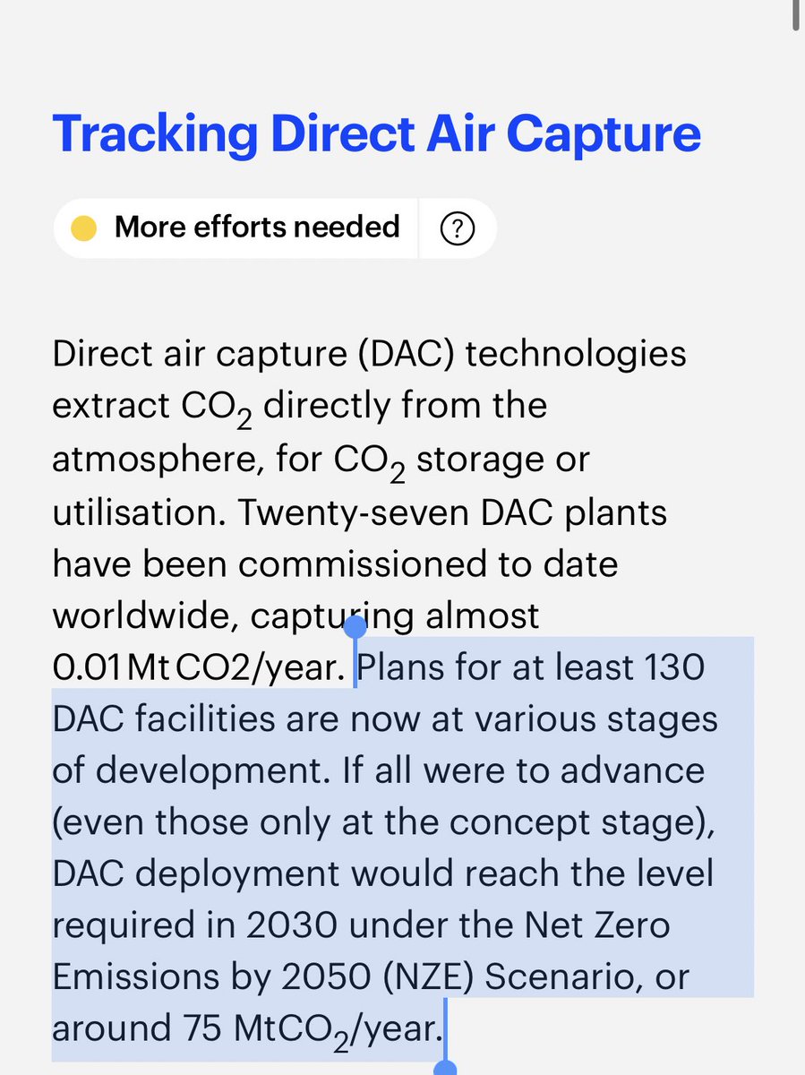 Jason Hochman (@jasonclimateguy) on Twitter photo New <a href="/IEA/">International Energy Agency</a> tracker update on DAC finds there are plans for at least 130(!) DAC facilities in the works, and if all were to be successfully developed, DAC would hit the level required by 2030 for IEA's Net Zero by 2050 scenario! New <a href="/IEA/">International Energy Agency</a> tracker update on DAC finds there are plans for at least 130(!) DAC facilities in the works, and if all were to be successfully developed, DAC would hit the level required by 2030 for IEA's Net Zero by 2050 scenario!
