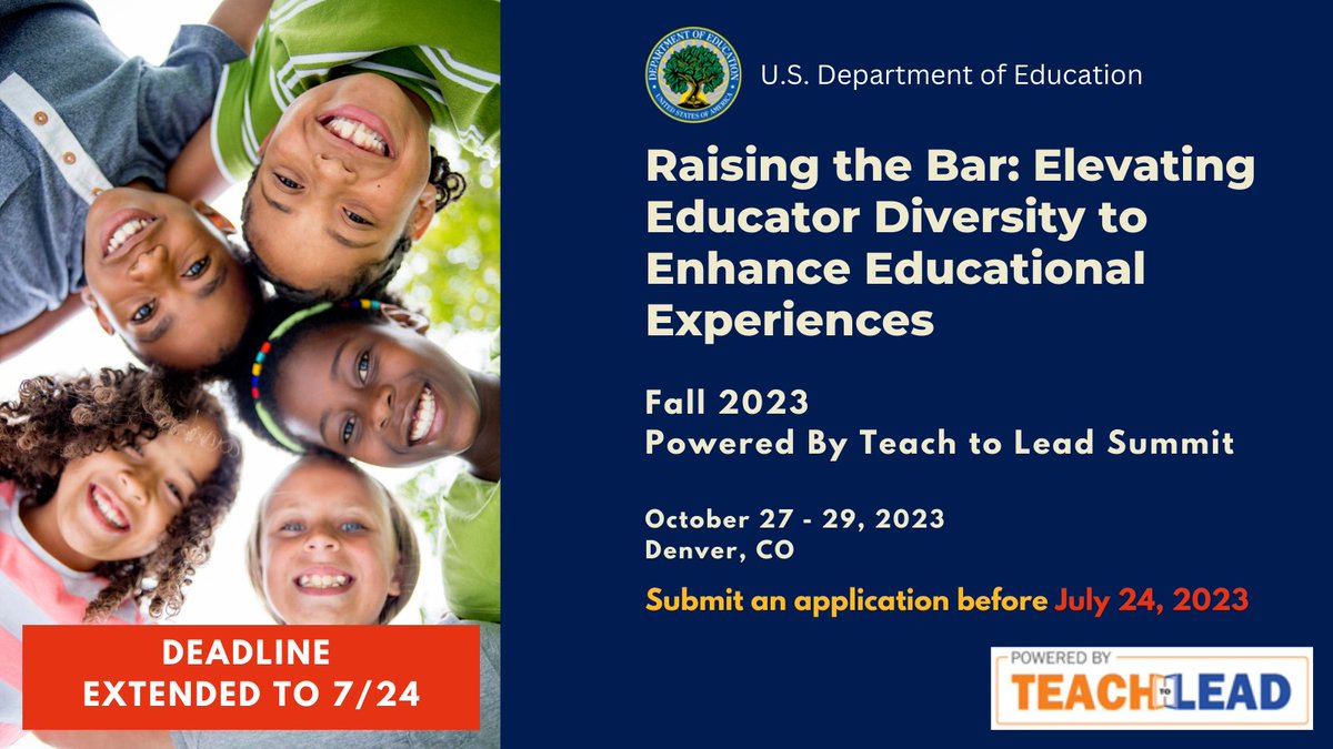 EEDTACenter's tweet photo. Deadline Extended! Applications for the Fall 2023 Powered By @TeachToLead #TTLSummit in Denver, CO are now welcome until 7/24/23. Learn more and apply at: https://t.co/K58k9QdXxR. @codeptofed @coloradoEA @myUEA @NEANewMexico https://t.co/mYNmvwRPQF