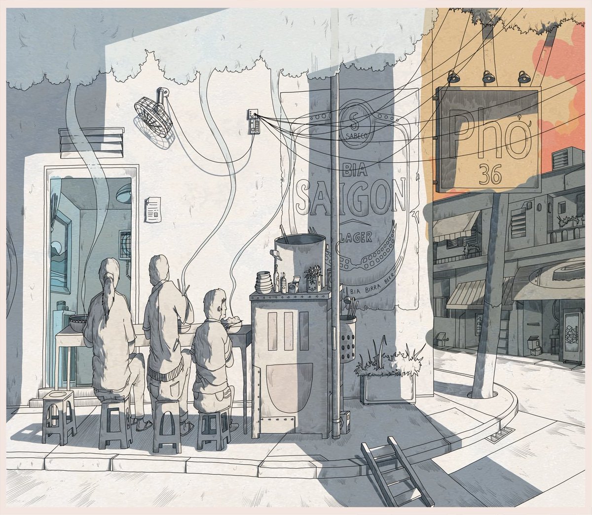 Work in progress on a new image for <a href="/PhoRestaurant/">Pho</a> 

#streetfood #Vietnam #vietnamesfood #Vietnam #saigon #eat #food #pho #spicy #restaurant #vegan #vegetarian #tasty  #drawing  #workinprogress #illustration  #comics #comicart #memories #art #poster