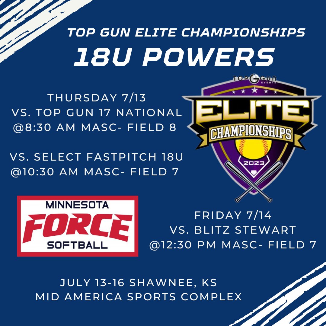 MNForceImpact's tweet image. 18U Powers taking their game to KS @TopGunEvents Elite Championships! #championsforlife