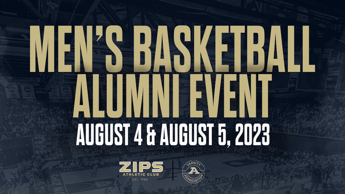 📞 All Men's Basketball Alumni!!! 

 <a href="/ZipsMBB/">Akron Zips MBB</a>  Alumni Weekend Registration is LIVE!🏀

📆- Friday, August 4 &amp; Saturday, August 5 
Reg. &amp; Event Details 👉  bit.ly/46KqBYm

#GoZips l <a href="/AkronZips/">Akron Zips Athletics</a> l 🦘