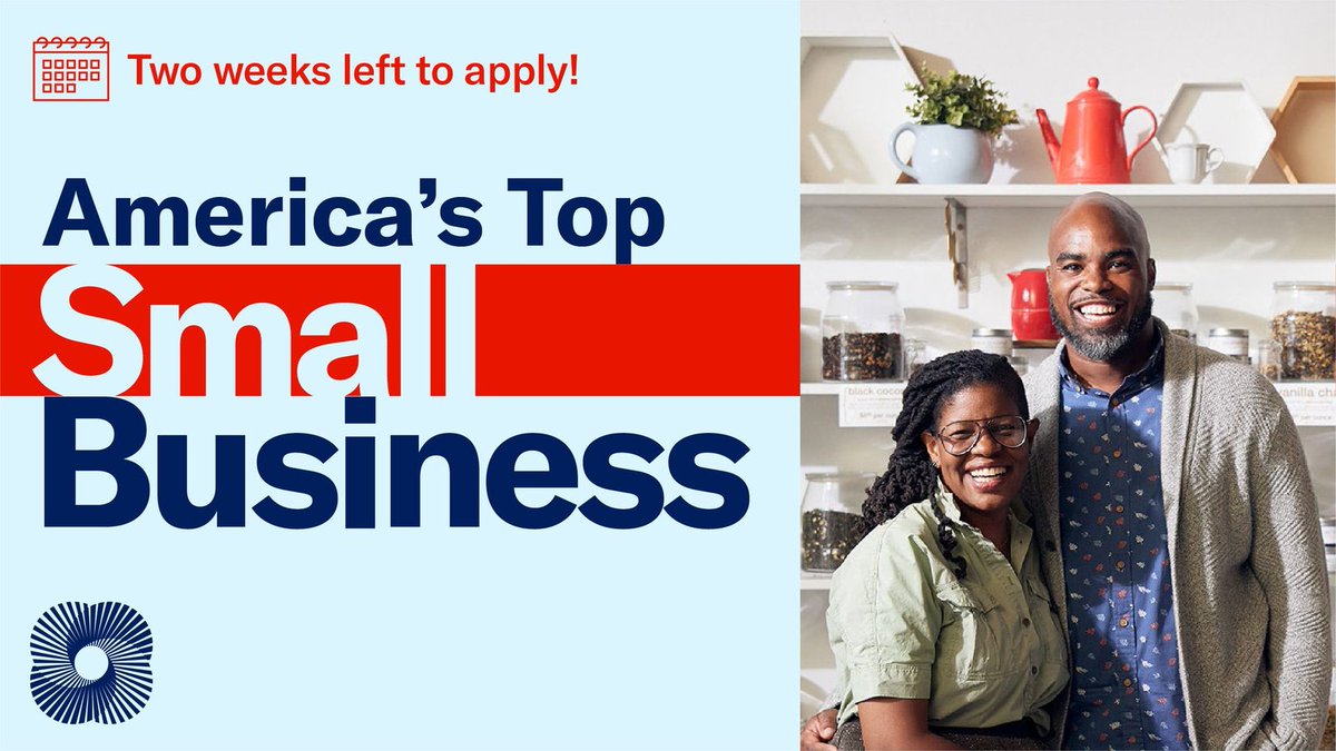 Virginia SBDC (@virginiasbdc) on Twitter photo Applications are open for America's Top Small Business!
Showcase your company’s achievements and enter for a chance to win the $25K grand prize. Check out <a href="/growwithco/">CO— by U.S. Chamber of Commerce</a> FAQ page for more info and apply: bit.ly/3VeW53N
Apply by July 21! Applications are open for America's Top Small Business!
Showcase your company’s achievements and enter for a chance to win the $25K grand prize. Check out <a href="/growwithco/">CO— by U.S. Chamber of Commerce</a> FAQ page for more info and apply: bit.ly/3VeW53N
Apply by July 21!