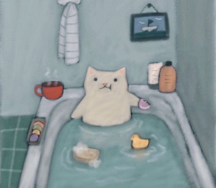 I do not want to be a journalist today I want to be a cat in a bath eating macarons