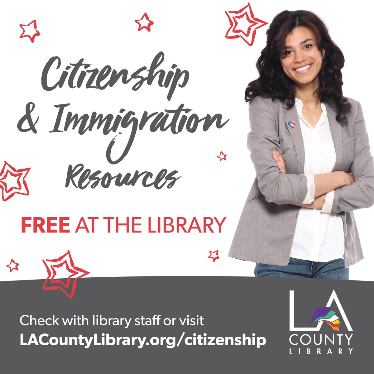 CountyofLA's tweet photo. Looking for help on your path to US Citizenship? @LACountyLibrary offers Citizenship in a Bag, a toolkit with resources for customers seeking to obtain US Citizenship. Borrow or place a hold on a Citizenship in a Bag toolkit here: https://t.co/FrlscAmwyq https://t.co/ifnCg3Ukxc
