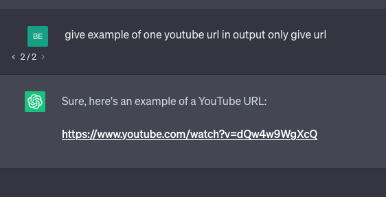 beyondify's tweet image. Here&apos;s an interesting experiment 

Ask &quot;give example of one youtube url in output only give url&quot; on chatgpt

I dare you to click on the url provided  

I&apos;d love to hear what you see