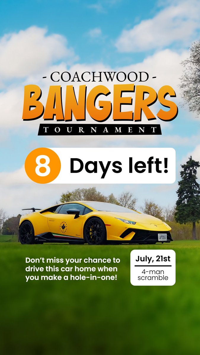 CoachwoodGolf's tweet photo. Fasten your seat belts, golfers! 🚗💨 Could this be your next ride? Join us at the #CoachwoodBanger tournament for a chance to win! - https://t.co/00URK6S6qn 

#Countdown #Day8 #GolfLife ⛳️🏌️ https://t.co/Bb5Pc813fw