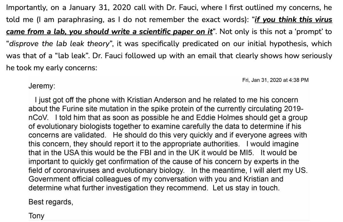 kccorin's tweet photo. Andersen states that Fauci prompted them to look at the data and write up their conclusions, even if it could have come from a lab.   https://t.co/k0qU9GvP41 https://t.co/tsmDaVGMHl