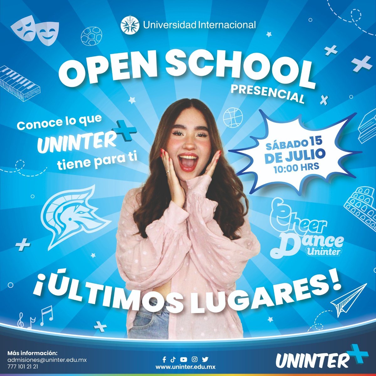 Cobaem_Morelos's tweet image. 🔵 En el marco de las #AlianzasCOBAEM, la Universidad Uninter, te invita a su #OpenSchool presencial de las Licenciaturas e Ingenierías, donde podrás conocer todas las experiencias, intercambios, talleres deportivos, culturales y mucho más.