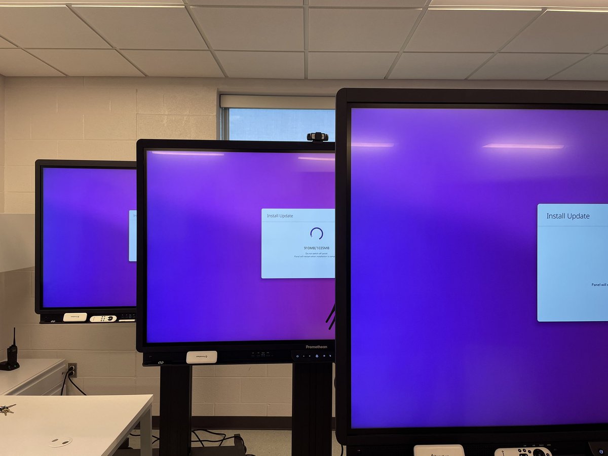 MsMarcumBGISD's tweet image. Fastest day yet! All of BGLC Chromebooks checked, cleaned, AND repaired already🔧! Joined our other crew setting up classrooms at BGJHS &amp;amp; BGHS. 💪🏻 Check out these brand new Promethean panels updating for Phase 4! 🤩 #TechCrossFit #bgisd