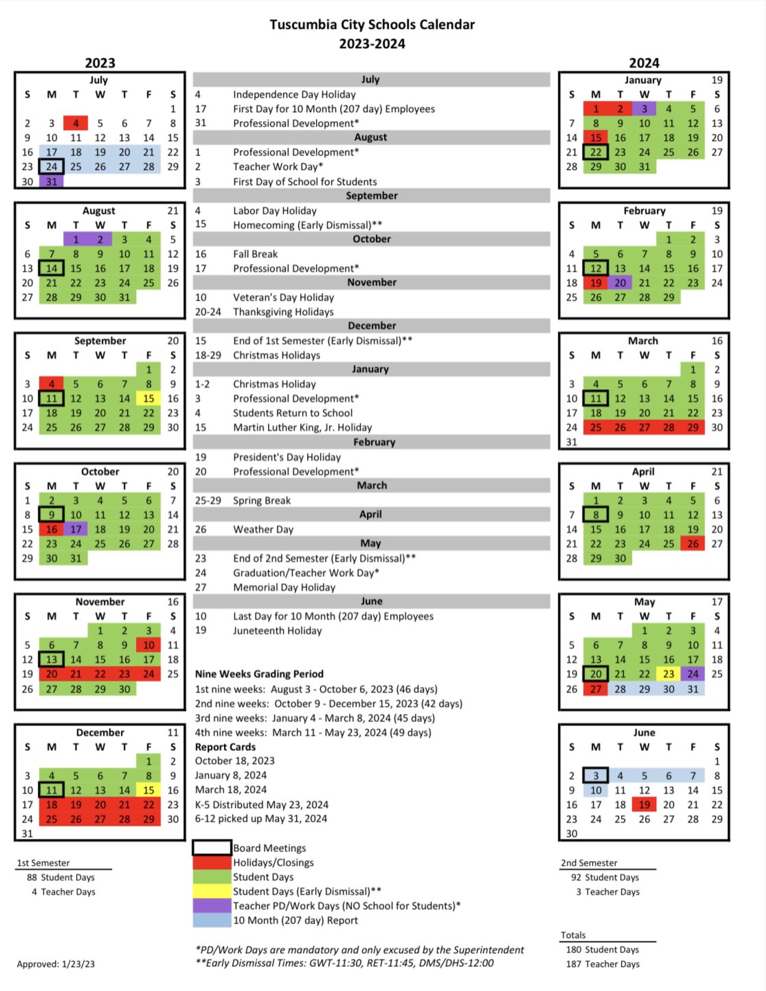 Deshler Middle School on Twitter "20232024 School Year Calendar https