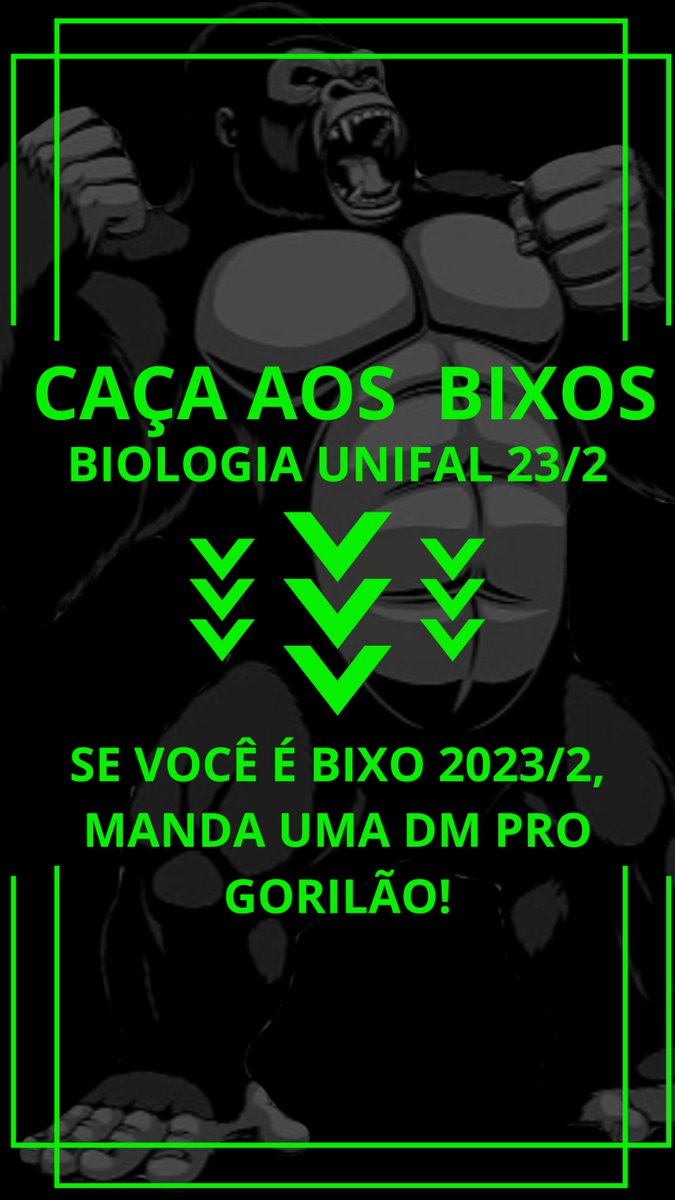 GorilaPrimata's tweet photo. Olá futuros biólogos!!!! Sou o Gorilão e tô maluco pra conhecer vocês!!! 

Se você passou em biologia na Unifal, me chama, vou te apresentar pra galera 💚

Biologia | Unifal | Alfenas | Licenciatura | Ciências Biológicas | ENEM | SISU https://t.co/eIkXbHOTmD