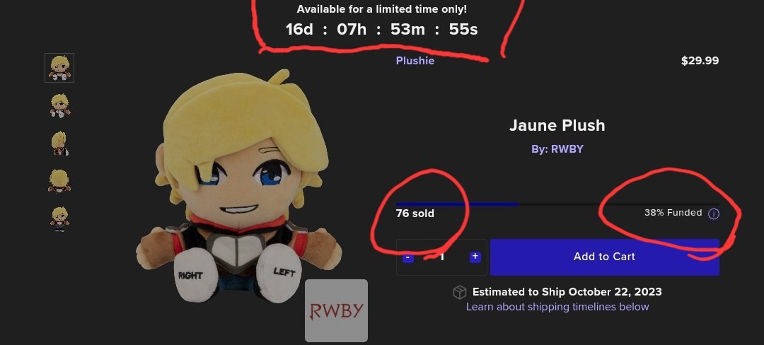 GearBearArc's tweet photo. 7/12 update: We are now ‼️ 38% FUNDED ‼️ with 76 pledges and ONLY 16 DAYS LEFT 🙏✨️ Please keep the pledges going for Jaune's plush and continue spreading the word! 💛 Thank you tremendously for all the supportive RTs! 🥹🔁✨️ #GREENLIGHTVOLUME10 #RWBY https://t.co/6G1Tu1hvYI