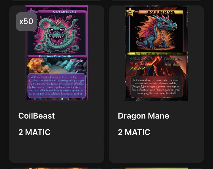 Check out our new collection on opensea to purchase your very own cards and collect them all. 
<a href="/PolymonsterM/">PolyMonster Mayhem</a> <a href="/Rambro27/">Rambro</a> 

#NFT #NFTCollection #nft
🚧🚧 DISCOUNT 🚧🚧

All cards 2 Matic ❗️
opensea.io/collection/pol…