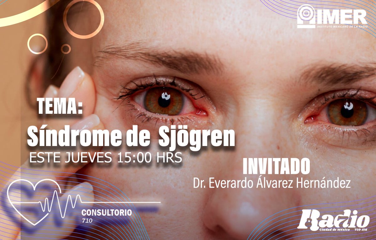 radio710am's tweet photo. El #SíndromeDeSjögren es una enfermedad inflamatoria autoinmune y crónica que afecta a mujeres de entre 40 a 60 años, siendo la sequedad ocular, bucal, nasal y vaginal los principales síntomas.
Tienes una cita con Lita Hernández en punto de las 3 de tarde en #Consultorio710 https://t.co/zqp9Gtt3Oq