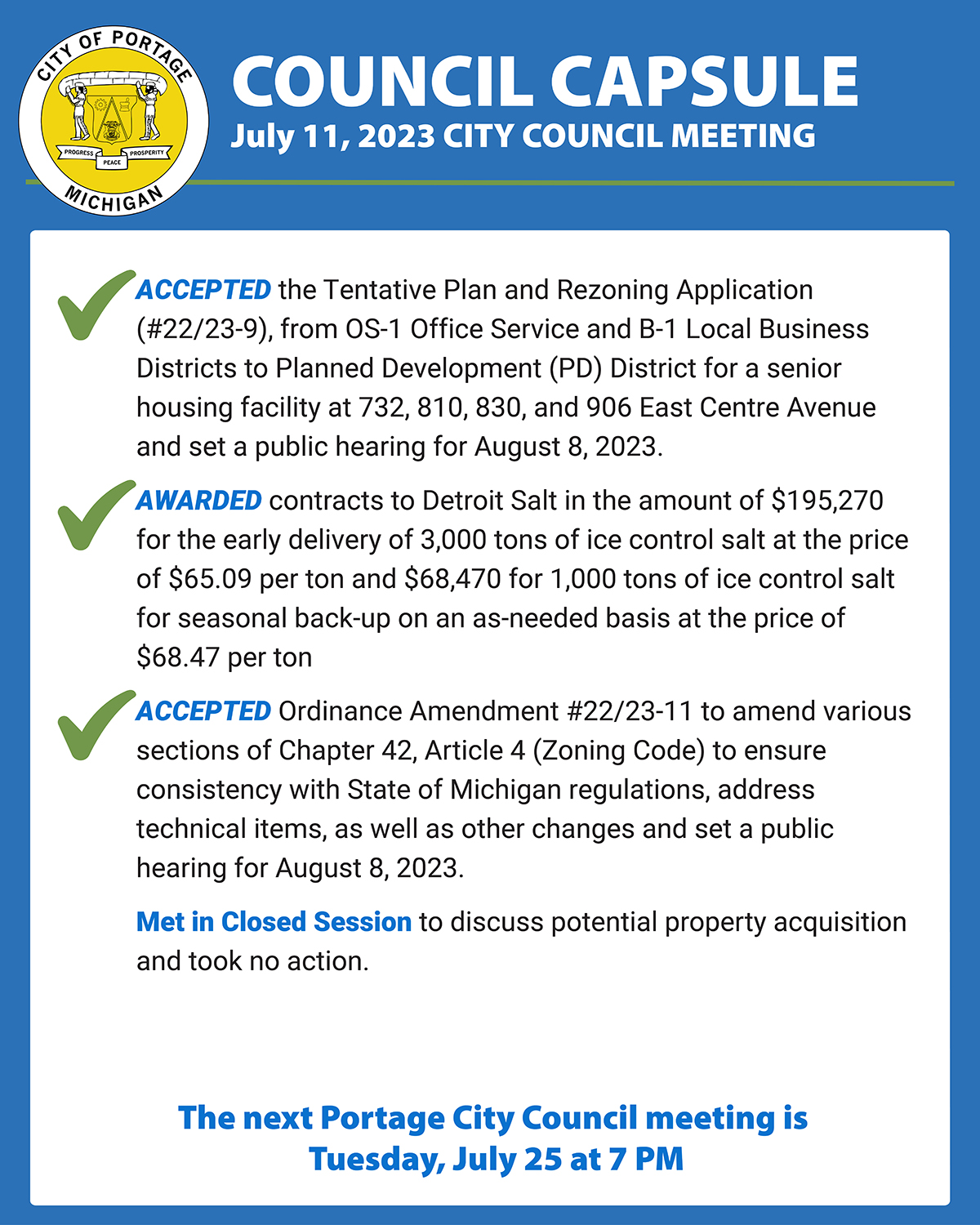 The City of Portage MI on Twitter "Check out what the Council acted on