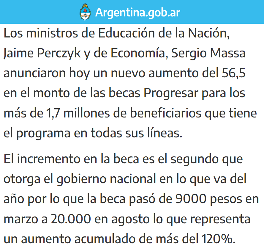 porquetendencia's tweet photo. "Becas Progresar":
Por el anuncio de su aumento https://t.co/bDfEug3T6Q