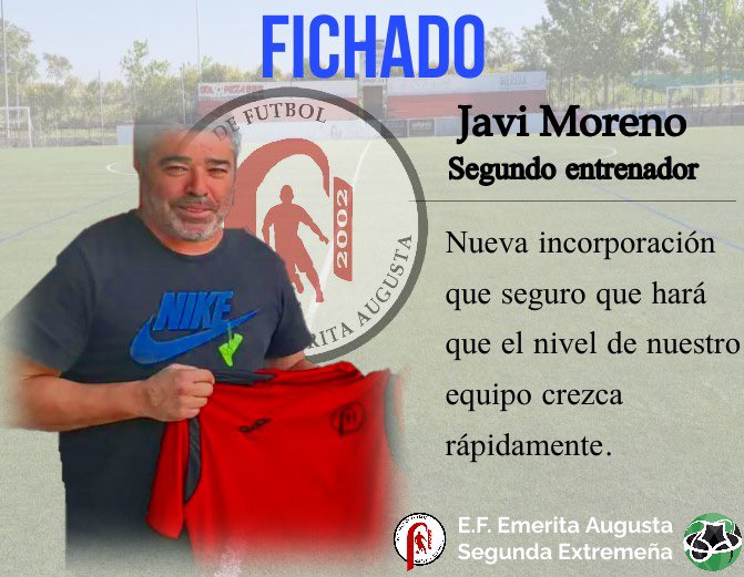 EFEmerita's tweet photo. 🆕 Vamos completando el cuerpo técnico de cara a la 2023/24⬅️

🟢 Aquí vamos con nuestro segundo entrenador con experiencia en equipos como el femenino Merida y Guareña🔝

💪🏼 Seguimos creciendo 💪🏼

@FedExFutbol 
@Merida_Al_Dia 
@AyuntaMerida 
@futbolmodestoex
@laterceraextre1 https://t.co/H8oOUEFcBo